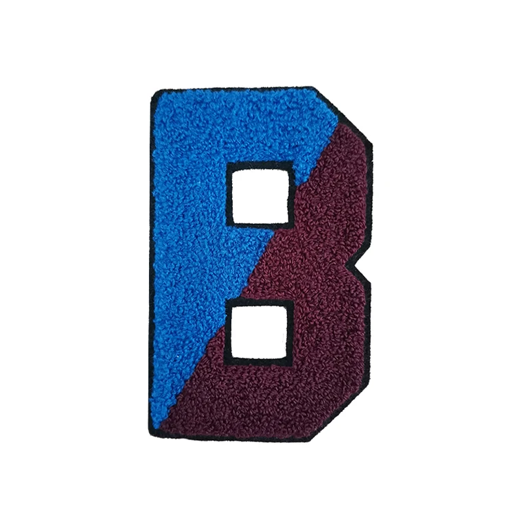 
high quality Custom letter towel embroidery patch fast delivery customized chenille letters sew on patch for garments 