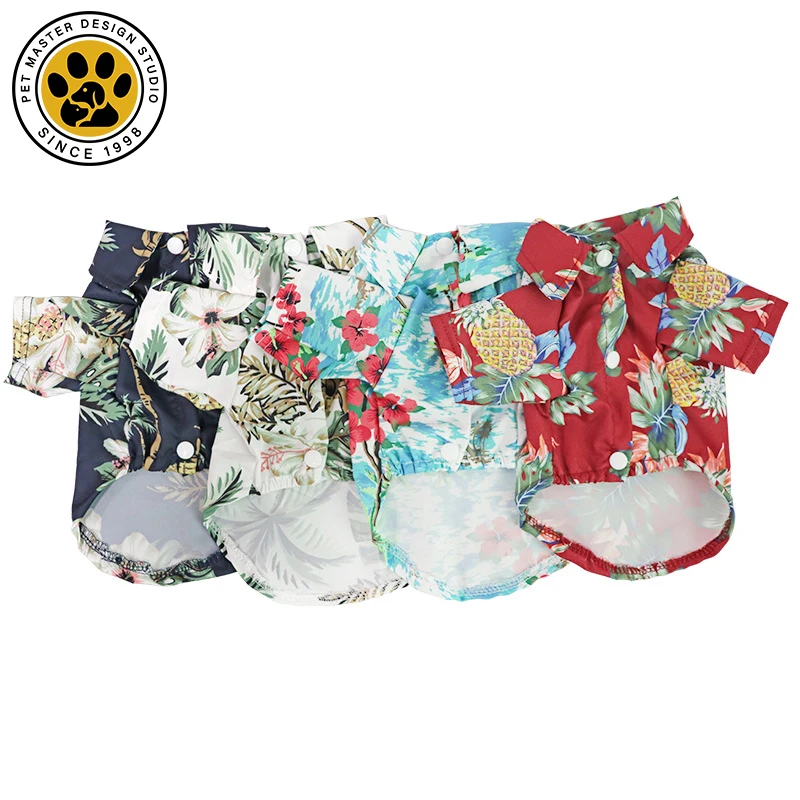 SinSky Summer Clothes Hawaiian Coconut Shirt Dog Clothes Thin Print Dog Breathable Sunscreen Dog Summer Shirt
