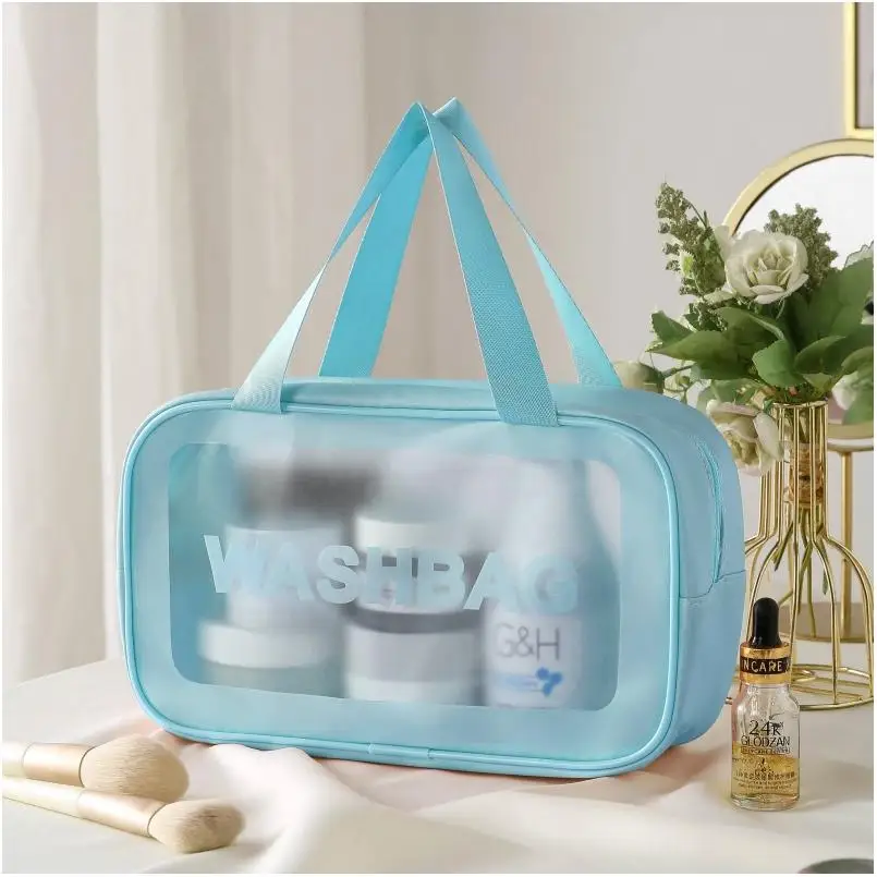 Cosmetic Tote Bags Clear Black Large Capacity Tote Pouch Zipper Custom Terry Cloth Pvc Toiletry terry towling cosmetic bag