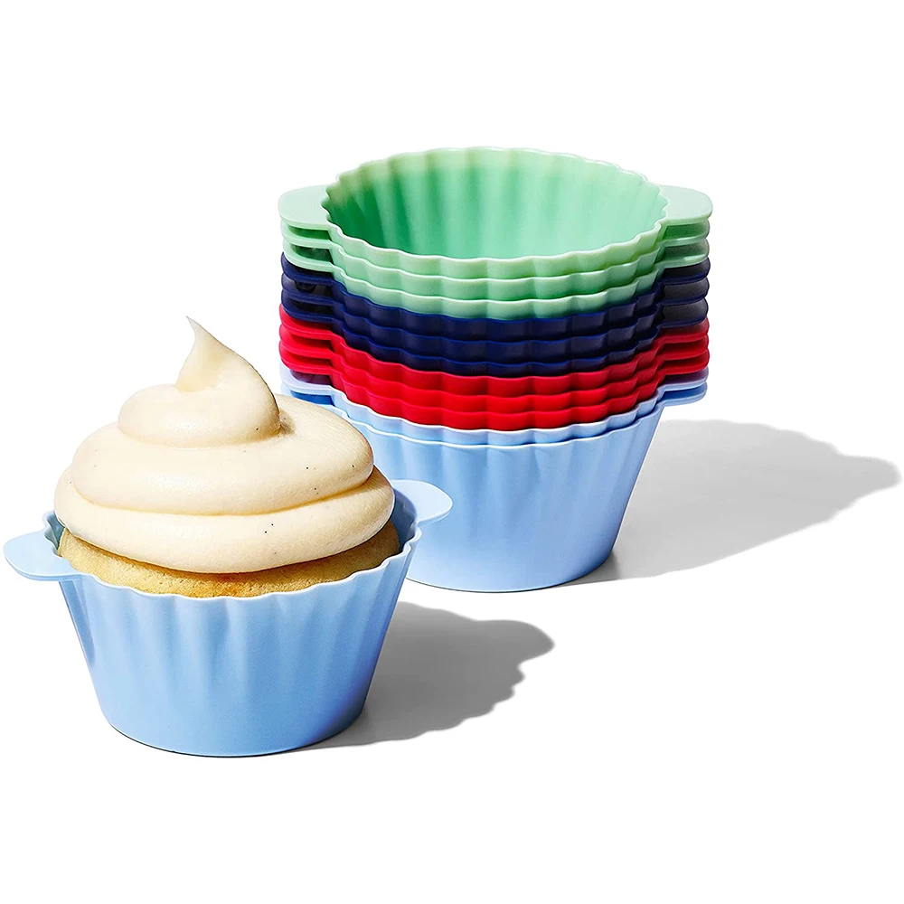 12pcs Good Grips Silicone Baking Cups Reusable Dishwasher Safe Non-Stick Food Grade Cupcake Cups Muffin Cups Cupcake Liners
