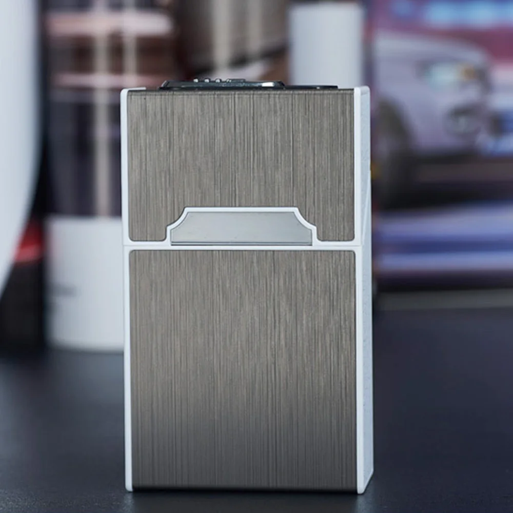 2-in-1 Cigarette Case USB Charging Box Charging Cigarette Windproof Lighter for Smoking Metal Cigarette Case Rechargeable Boxes