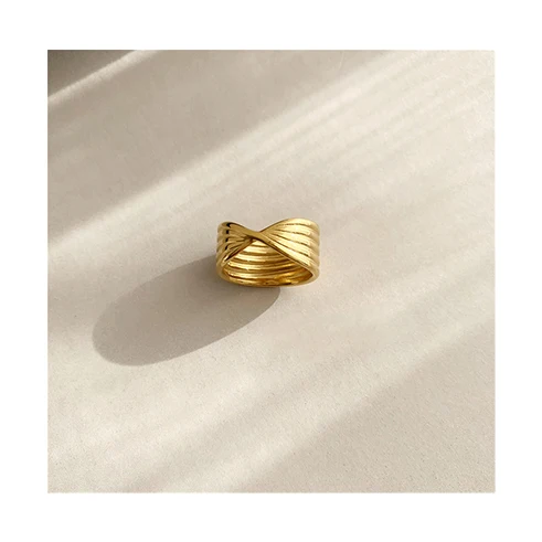 Geometric brass ring gold plated non tarnish jewelry fashion korean jewelry 2022 trendy dainty vintage gold rings for women