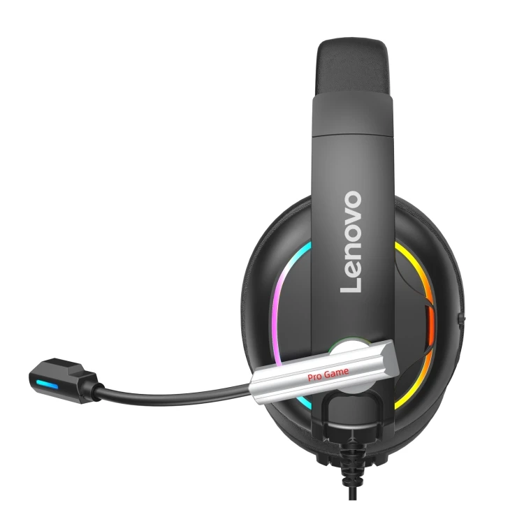 Lenovo HU75 Headphones 2021 New Gaming Model Color LED Adjustable auriculares Gaming Headset with Microphone Big Headband