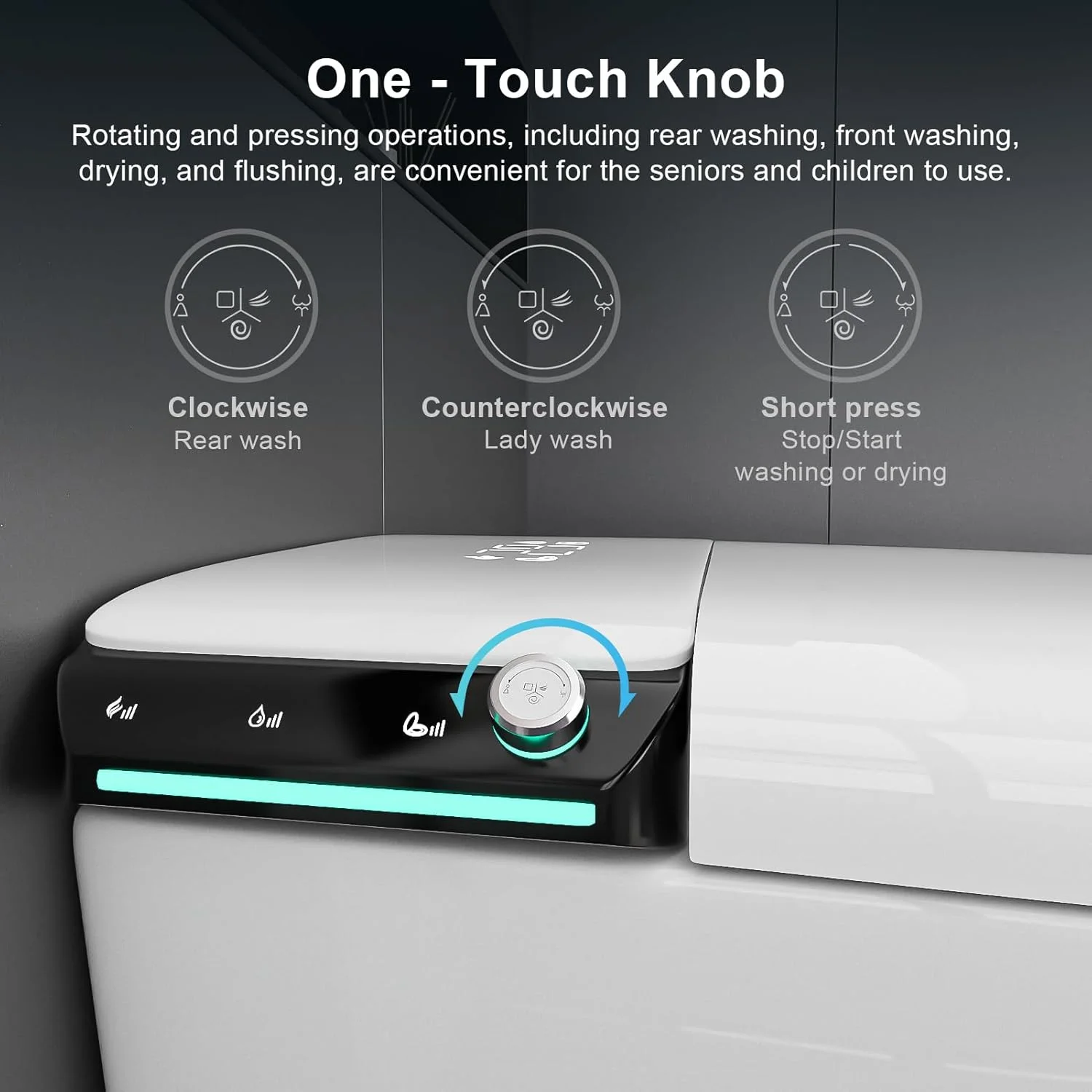 MWD Smart Toilet Automatic on/off Cover with Heated Seat Washing and Dryer Built-in Basin Smart Toilet