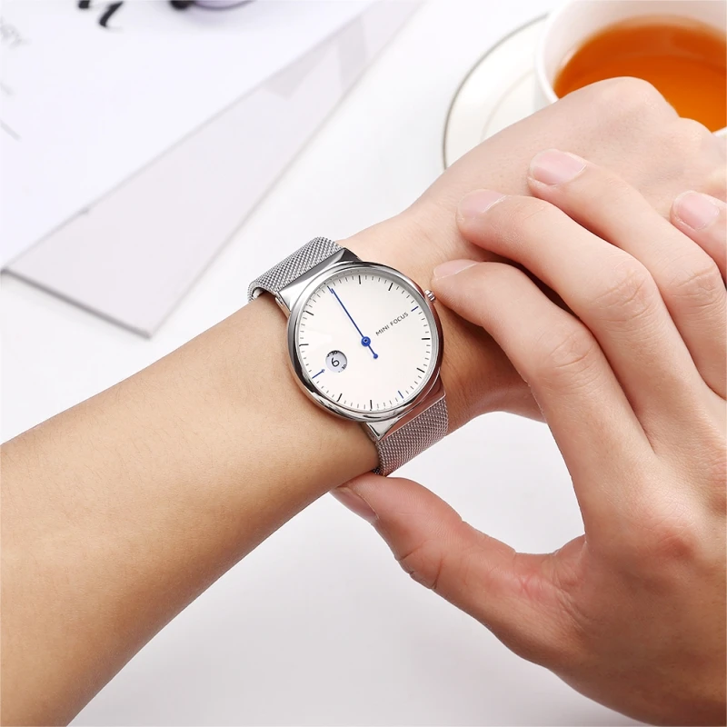 Relojes Para Hombre Mini Focus 0182  Fashion Men Super Thin Case Watches Ultra Minimalist Design One Hand Watch