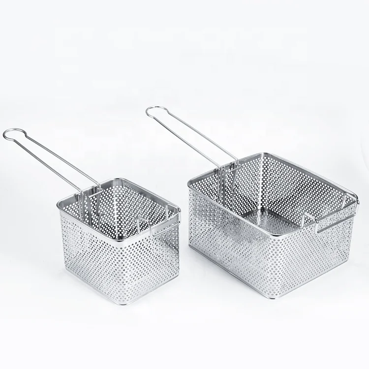 Hotel Kitchen Equipment Non-stick Rectangle Commercial Iron Fryer Basket French Fries Wire Mesh Deep Fry Basket