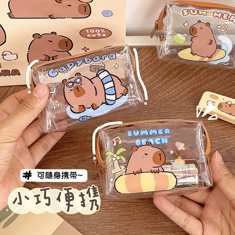 School stationery pencil case cute animal coin purse transparent PVC waterproof small money bag mini coin storage bag