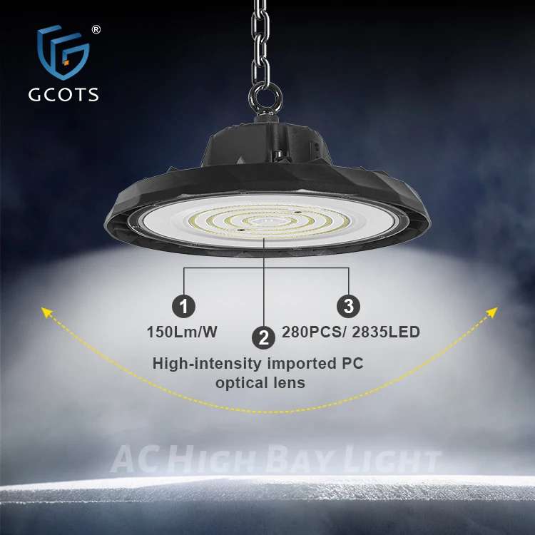 GCOTS Commercial Industrial Lighting Aluminum warehouse UFO 100w 150W 200W led high bay light