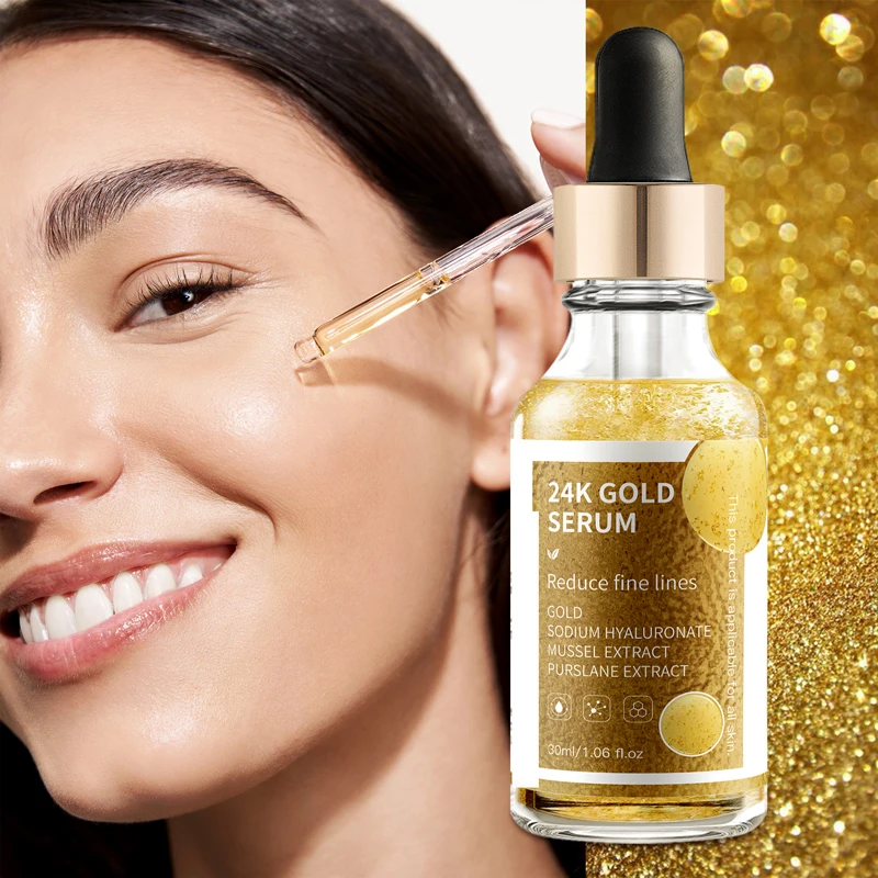 Private Label Cosmetics 24k Gold Serum Hyaluronic Anti-aging Anti-wrinkle Moisturizing Gold Face Serum