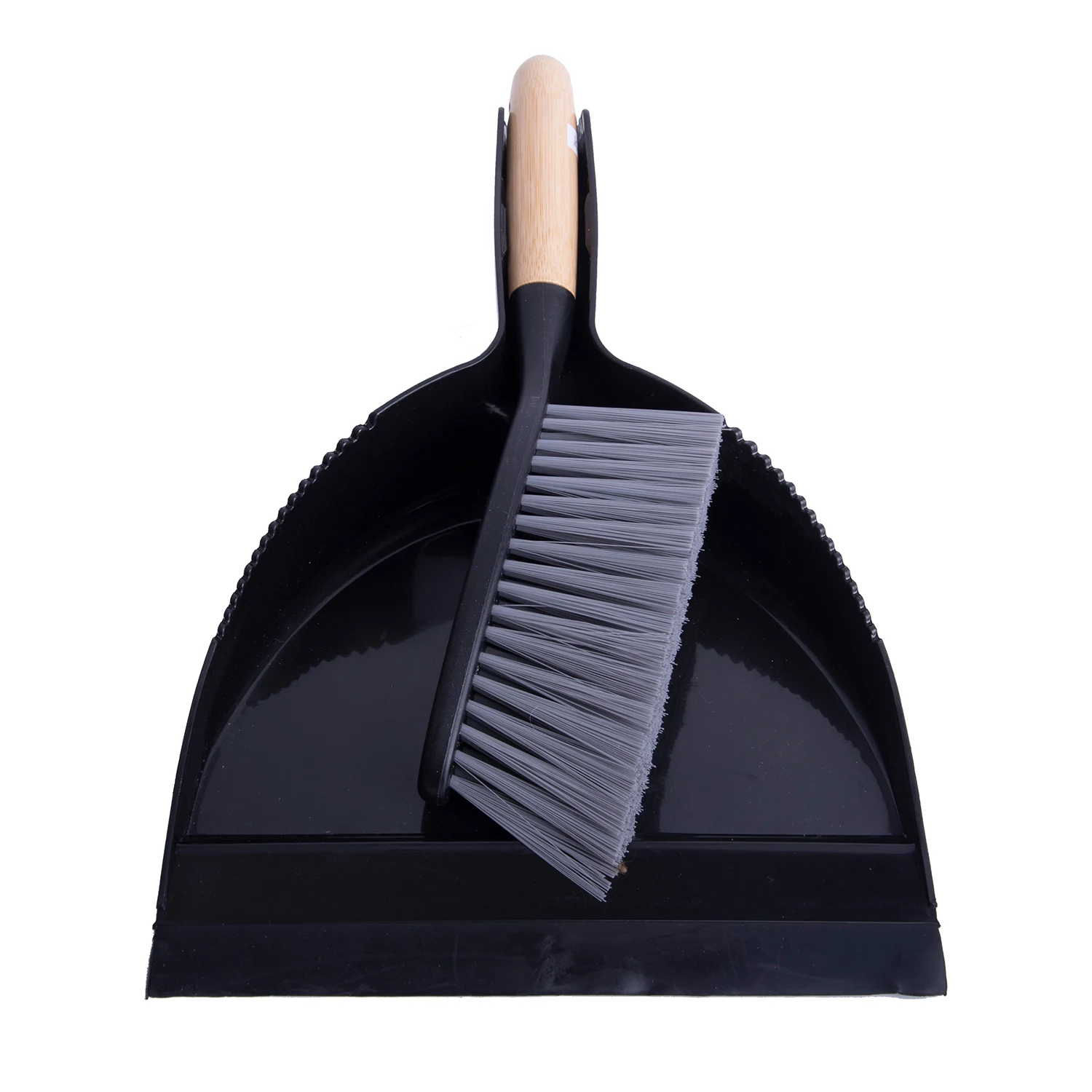 Portable Cleaning Brush and Dustpan Combo with Bamboo Handle