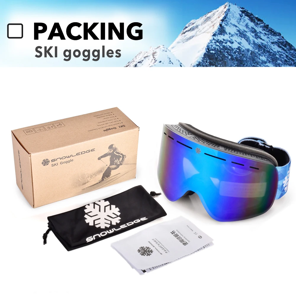 Snowledge 108A private label ski goggles frameless snow goggles OEM custom logo snow goggle manufacturer