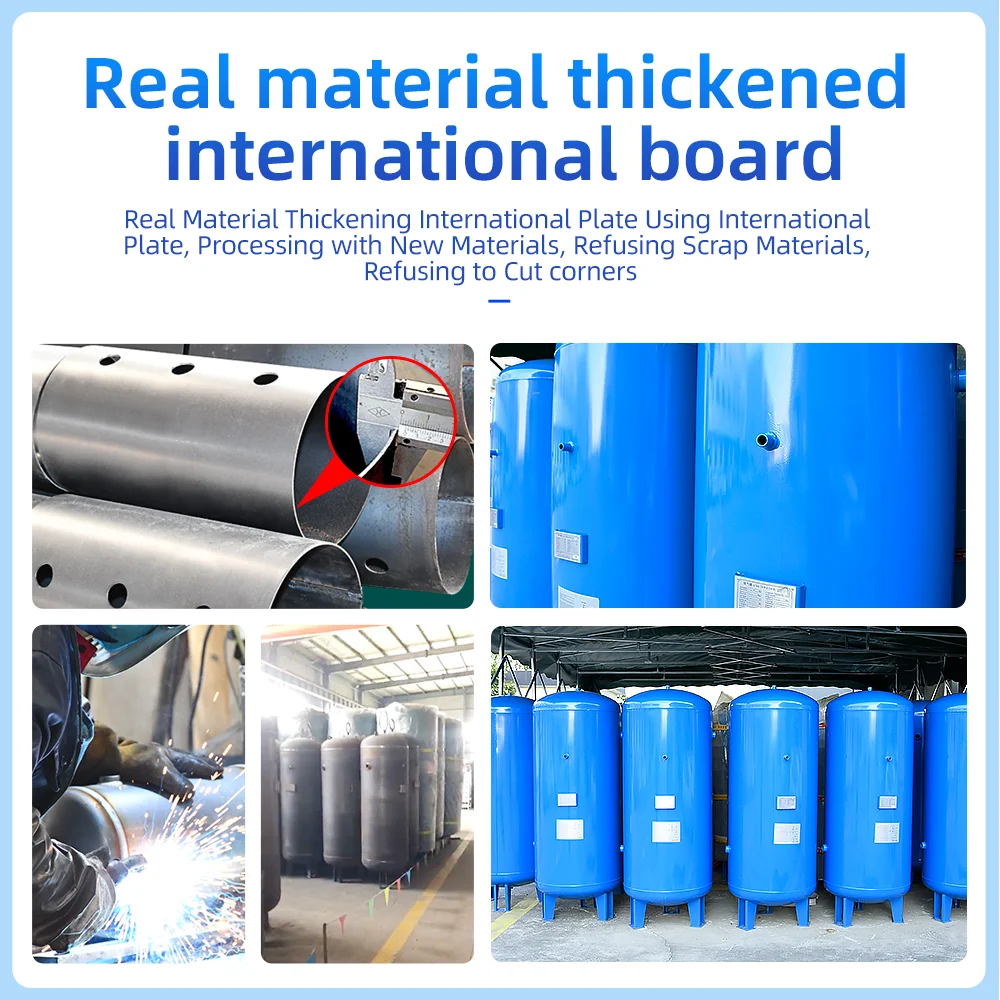 ASME 1000L 0.8/1.0/1.3MPa 8/10/13bar Screw Flange Connecting Vertical Air compressor Tank for Cement Plant