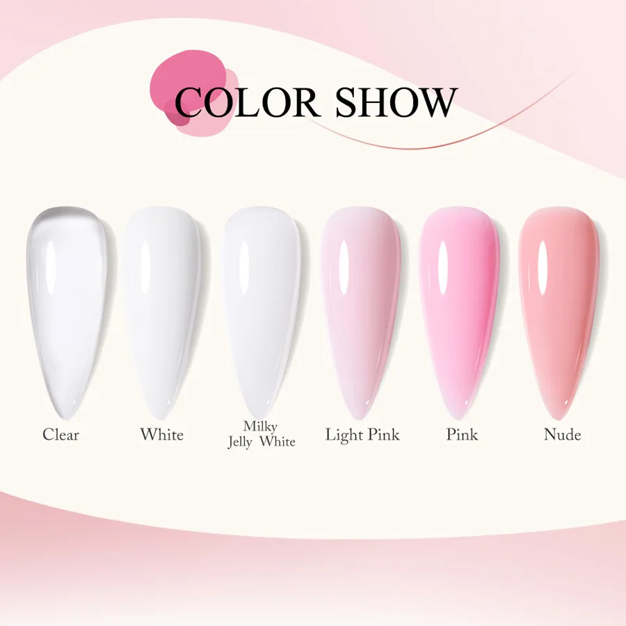 Nail Gel Art Transparent Camouflage Color Fibre Glass Hard Jelly Quick Building Nail Extend Gum Acrylic Polish For Salon