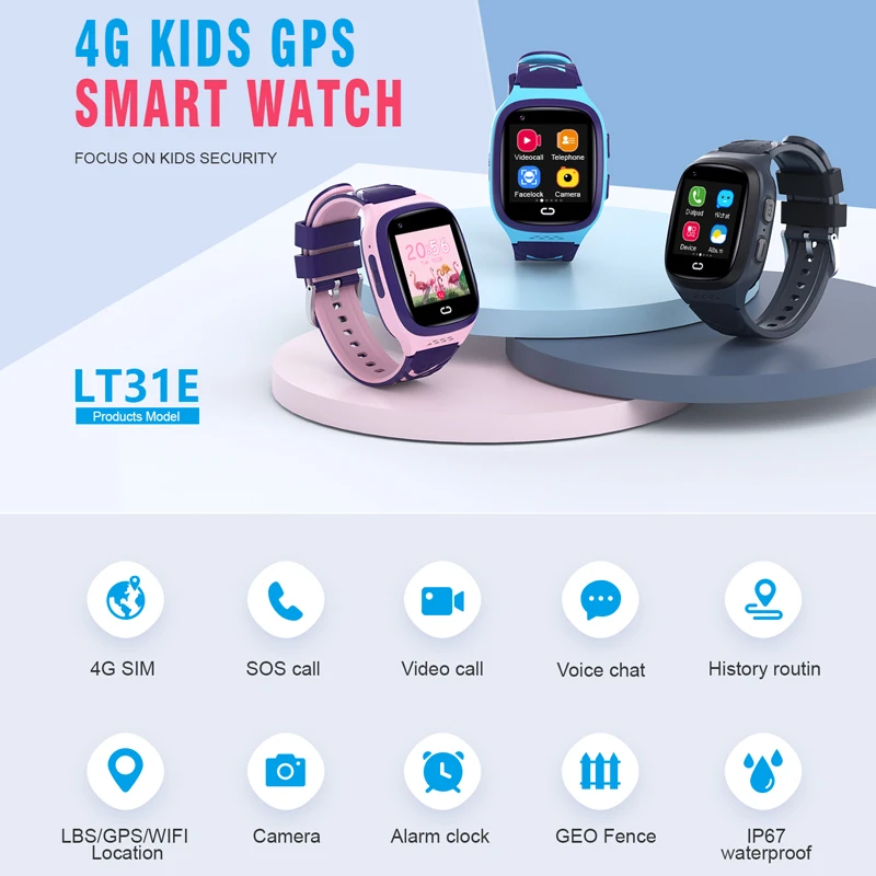 Kids Smart Watch 4G Android WiFi GPS LBS Smartwatch Video Call ChildrenWatch SIM Card SOS Smart Watches for Kids