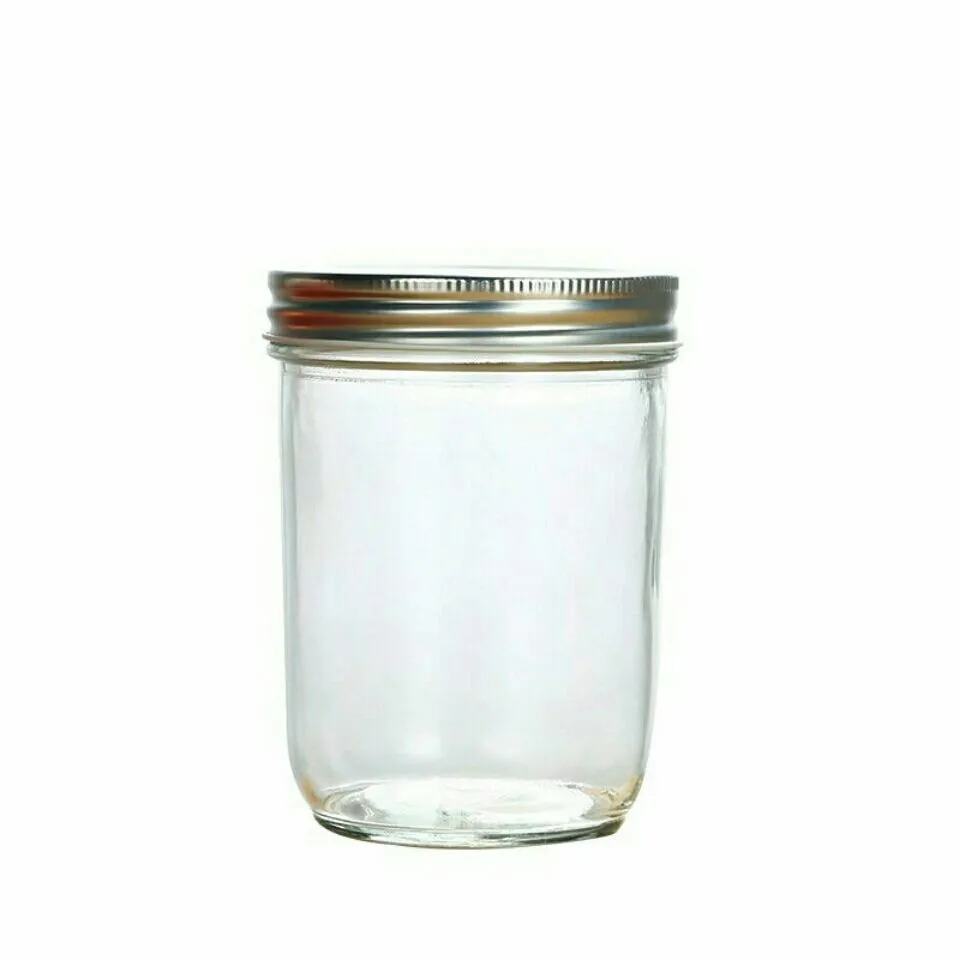 Emputy  230ml 8oz Wide Mouth Round Glass Mason Jar with Lids