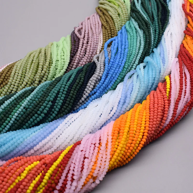 2x3mm 175pcs/strand Faceted Crystal glass Beads Matte Color Round Glass Beads for jewelry making Loose Spacer glass seed Beads