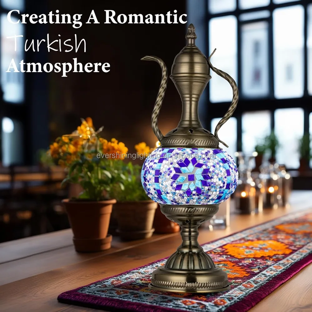 Marrakech GLass Handmade DIY Turkish Mosaic Teapot Table Lamp Craft Kit
