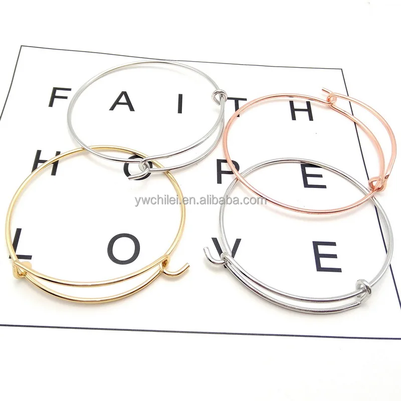 DIY Metal Adjustable Wire Blank  Fashion Expandable Bangle Bracelets