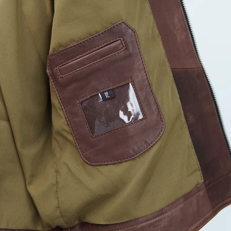 NAFA OEM Mens Vintage Classic Stand Collar Genuine Leather Biker Jacket  with Affordable Price