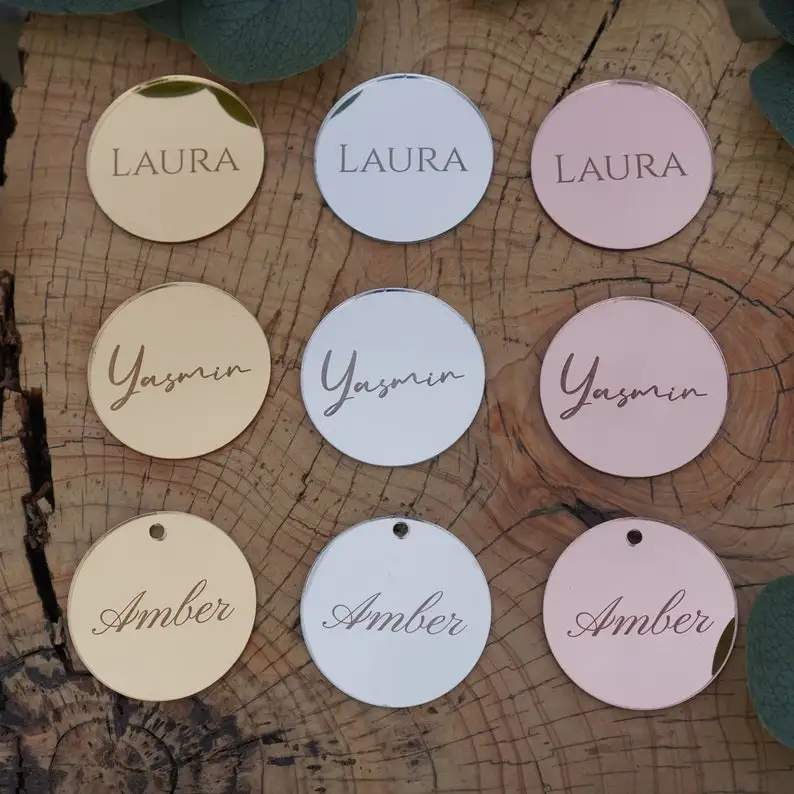 Luxurious Transparent Round Acrylic Tags With Engraved Acrylic Circles For Crafts With Hole