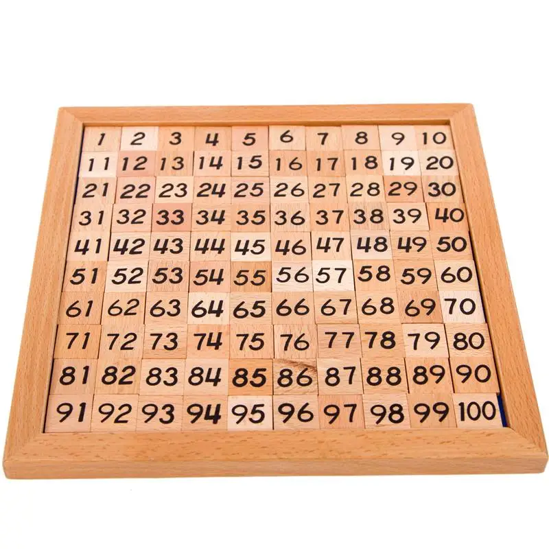 Обучающая доска из Букового дерева с подсчитывающими игрушками, деревянный поднос с цифрами 1-100 дюйма