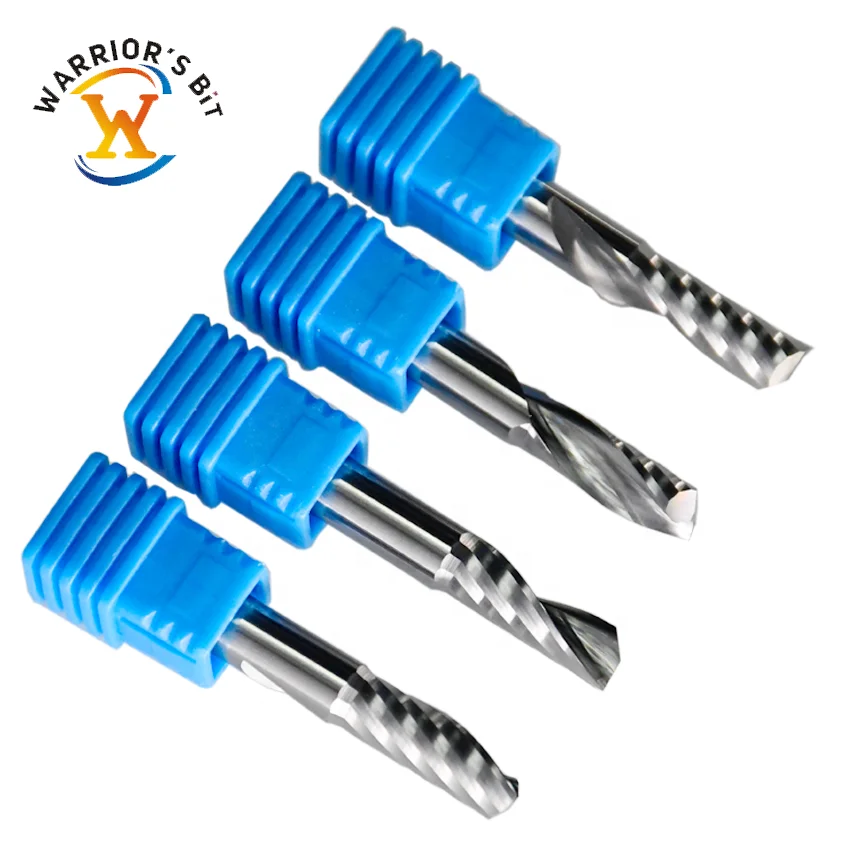 Single flute spiral down cut carbide cutting tools for plastic tungsten carbide router bit cnc carbide end mill