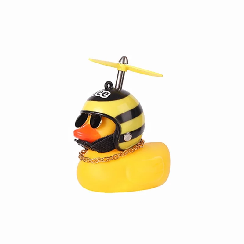 Small Yellow Bike Duck Bicycle bell Luminous/Normal Airscrew Helmet Duck Ducky Dicycle Wind Motor Riding Cycling Lights Horn