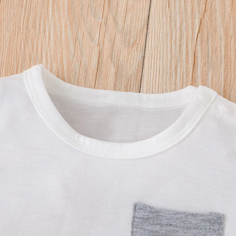 Wholesale autumn spring contrast color stitching kids baby boy clothes with shirt and pants set