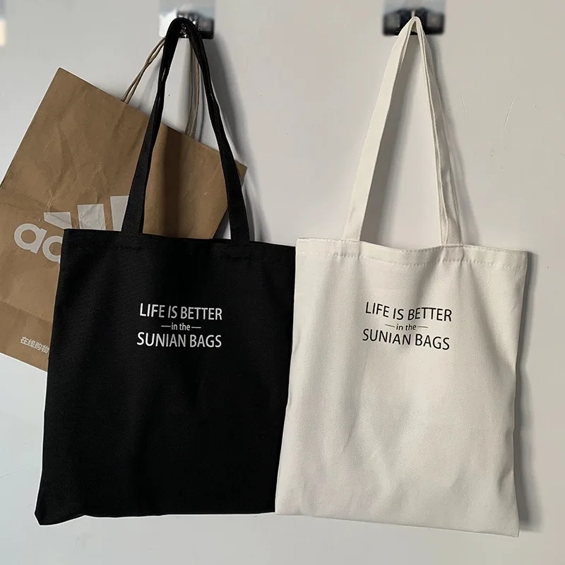 custom Size large canvas tote bag custom printed logo own design cotton hand bags with pocket and zipper