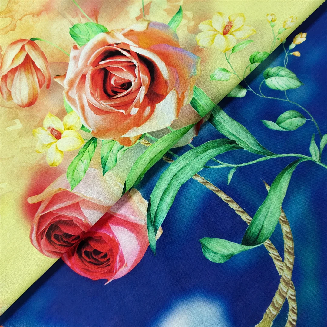 China Manufactory Organic  100% cotton voile fabric  digital printed dress fabric