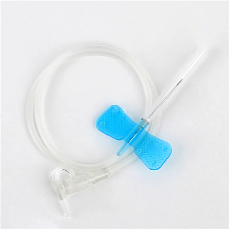 Disposable scalp vein set butterfly winged safety iv administration double wing infusion needle manufacturer 23G luer lock slip