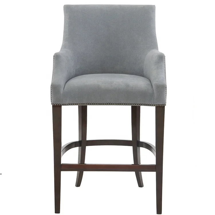 High-end Contemporary hotel restaurant kitchen high velvet bar chair dine solid wood