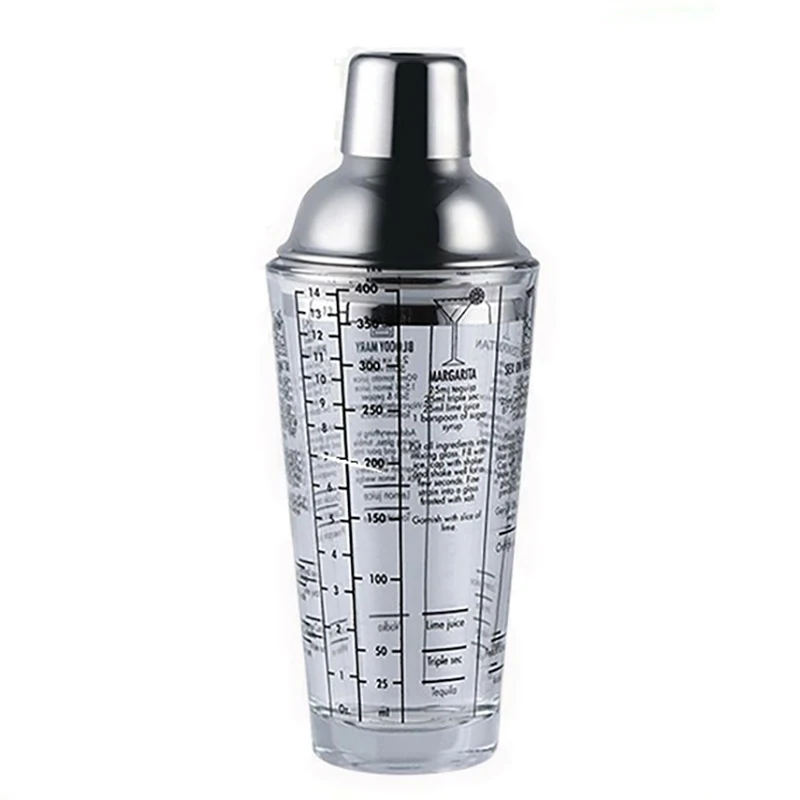 400ML stainless steel glass with scale mixer glass mixer shaker cup milk tea cup glass mixer