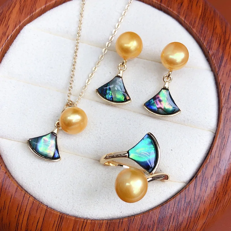Luxury Abalone Colorful Shell Pearl 4-piece Jewelry Set Lovely Skirt Design Real Freshwater Pearl Women Party Jewelry Set