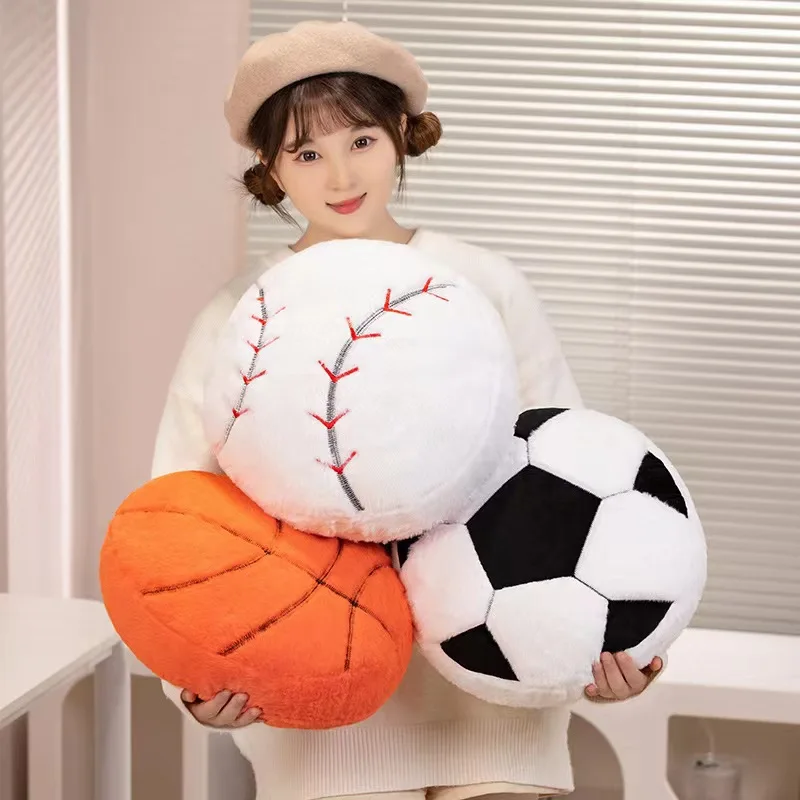 New Plush Basketball Pillow Fluffy Stuffed football  soccer ball decorative sofa Pillow cushion Durable Sport pillow