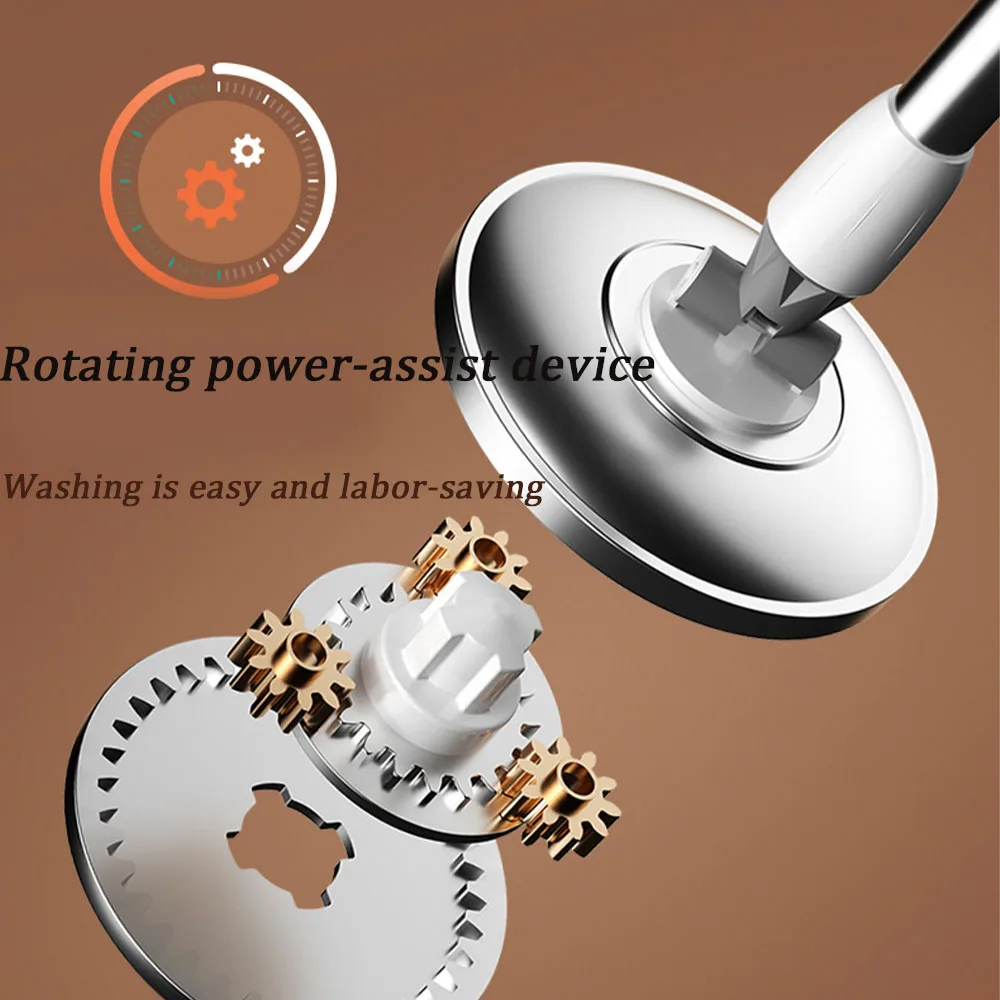 Modern Magic Handle Mop with Steel Pole round Rotation Spin Mop Head Wiper Dry Cleaning Mop and Bucket Set by Supplier
