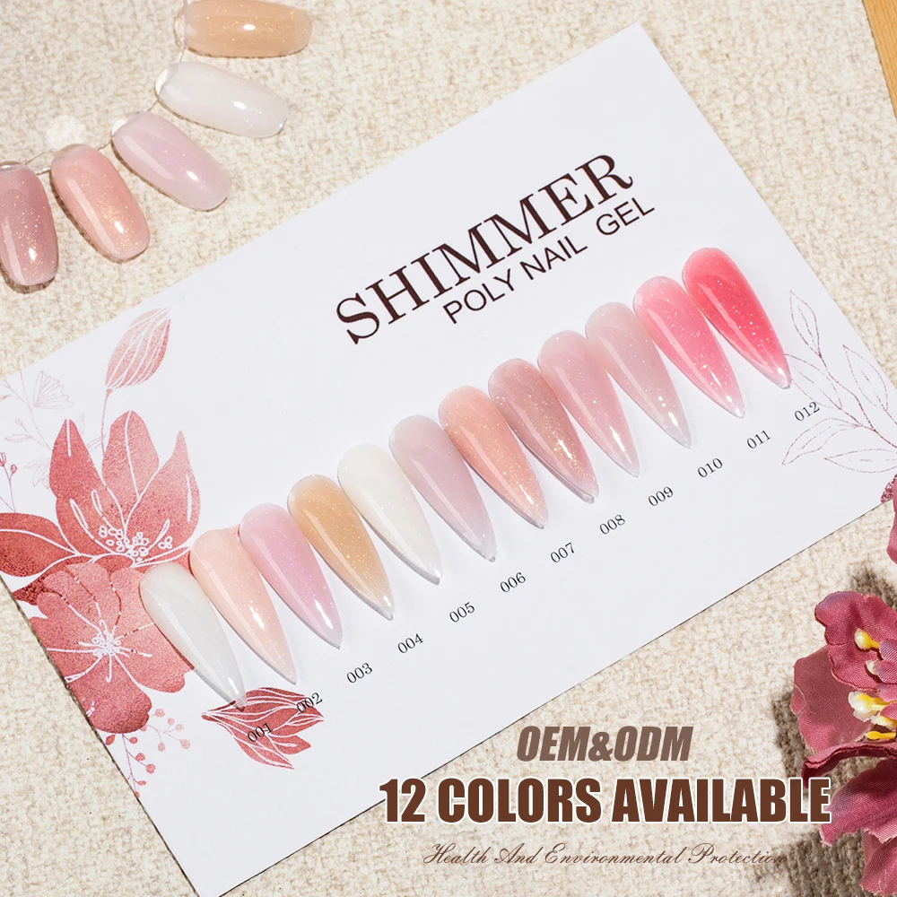 Professional Salon Shimmer Extension Poly Nail Gel Soak Off Acrylic Building Gel Custom Logo Shimmer Uv Poly Gel Fast Drying