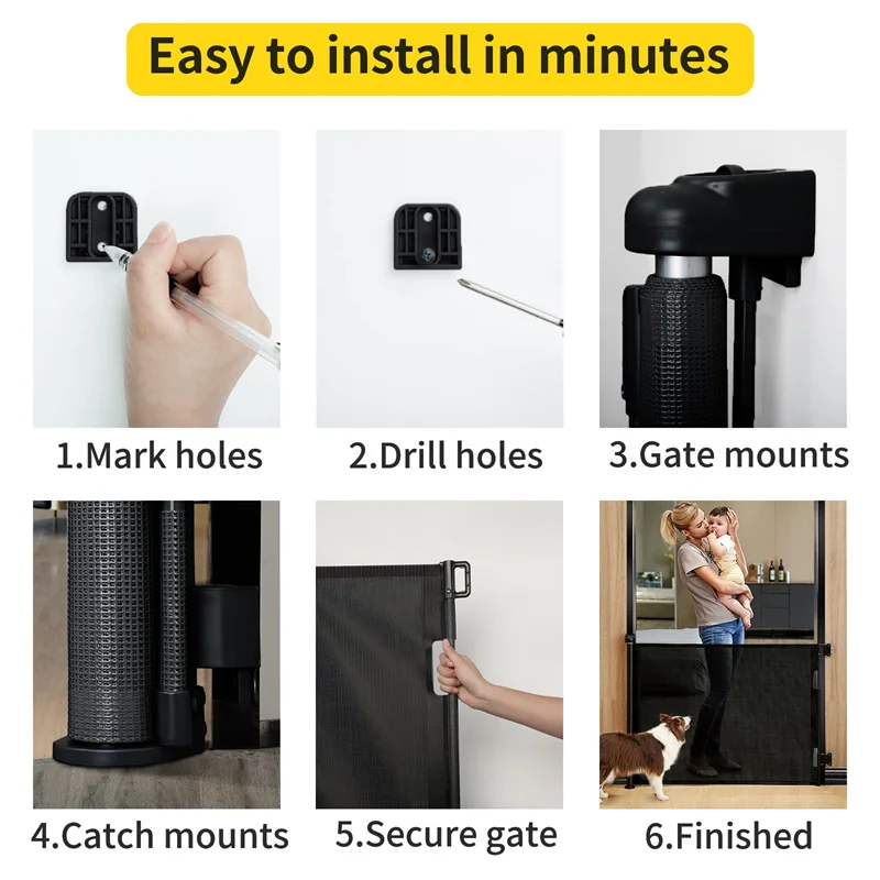 TAK  Prodigy Baby Safety Gate Mesh Retractable Baby Gate Customized Retractable Stair Extra Wide Child Pet Safety Gate for Baby