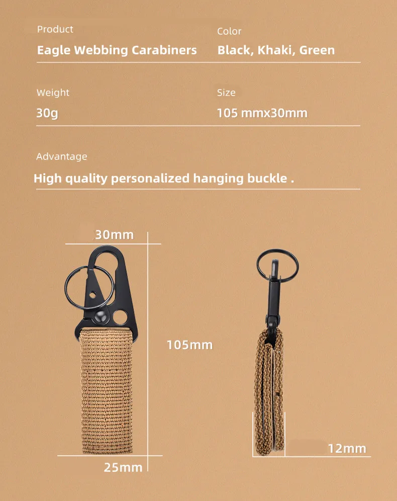Outdoor Tactical Nylon Webbing Buckle Multi-functional Carabiners Eagle Hook Buckle