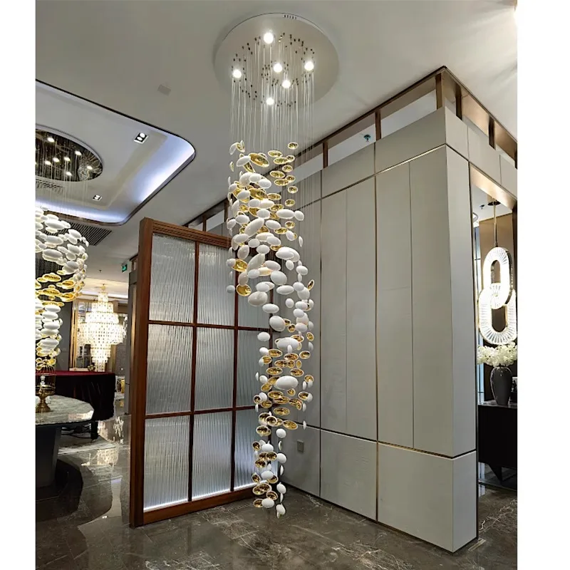 Non-standard custom factory hotel lobby lighting sales department sand table glass egg chandelier