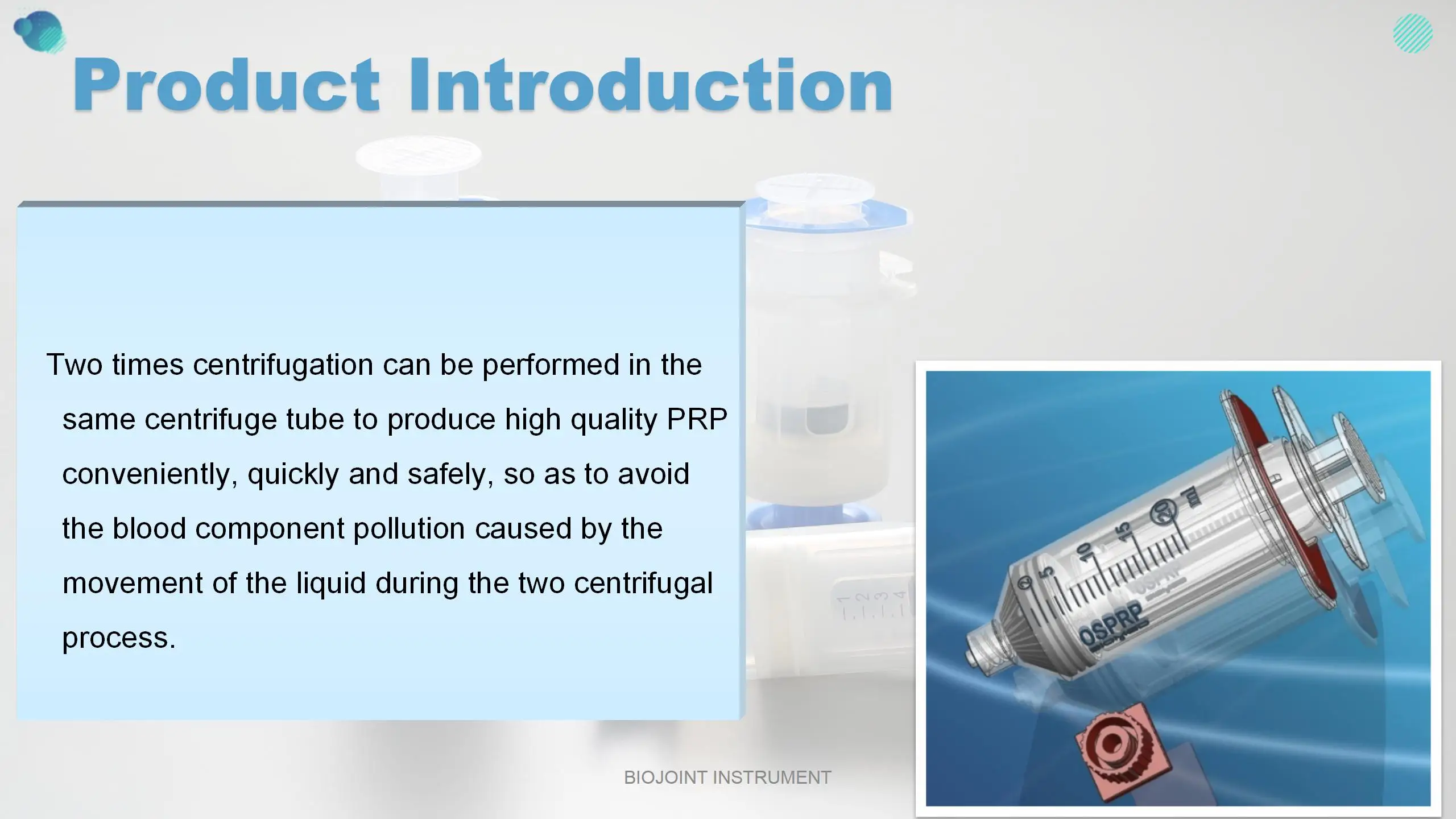 Biojoint пластинчатая богатая плазма PRP двойной шприц, 50 мл PRP наборы настольная центрифуга