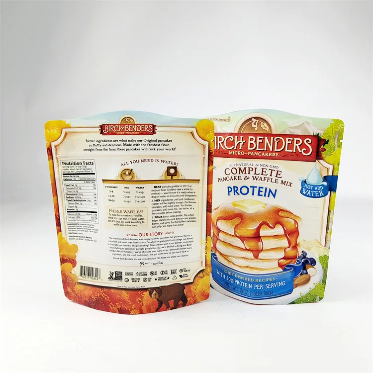 Custom Moisture Proof Plastic Stand Up Doypack Bag For Dried Fruit Pancake Waffle Mix Protein DoyPack With Zipper Package
