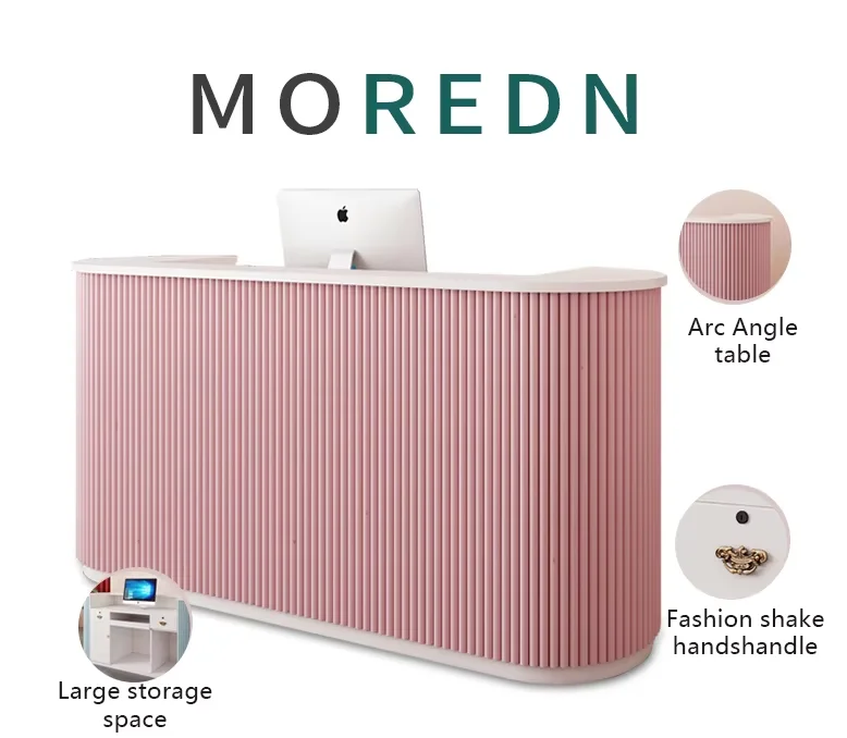 Wooden nails Custom Spa Pink Modern little white very high quality front desk beauty salon reception desk