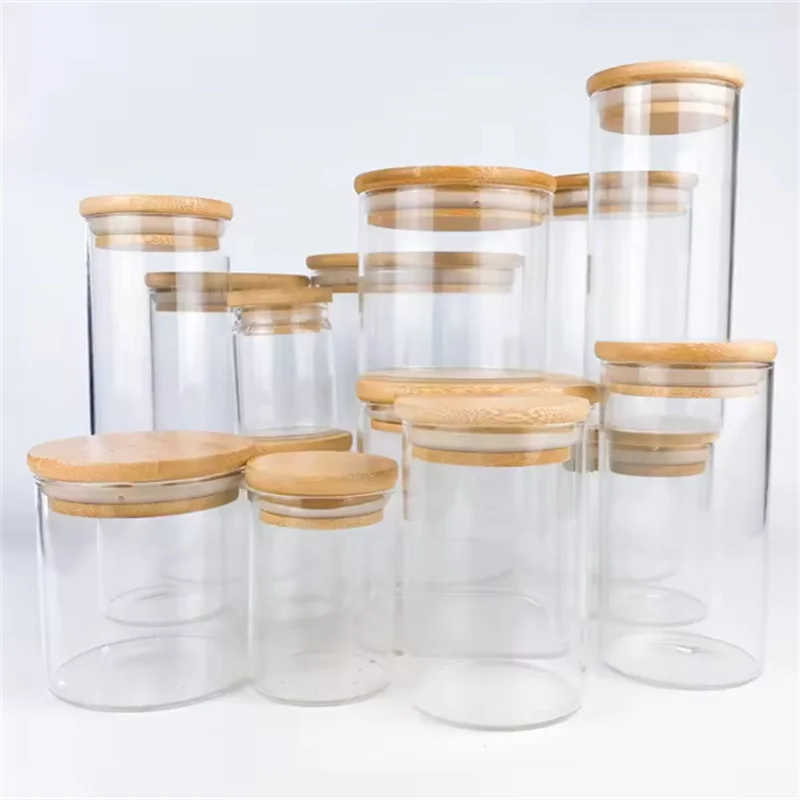 Оптовая продажа кухонного боросиликатного стекла герметичный контейнер для хранения продуктов с крышкой из бамбукового дерева