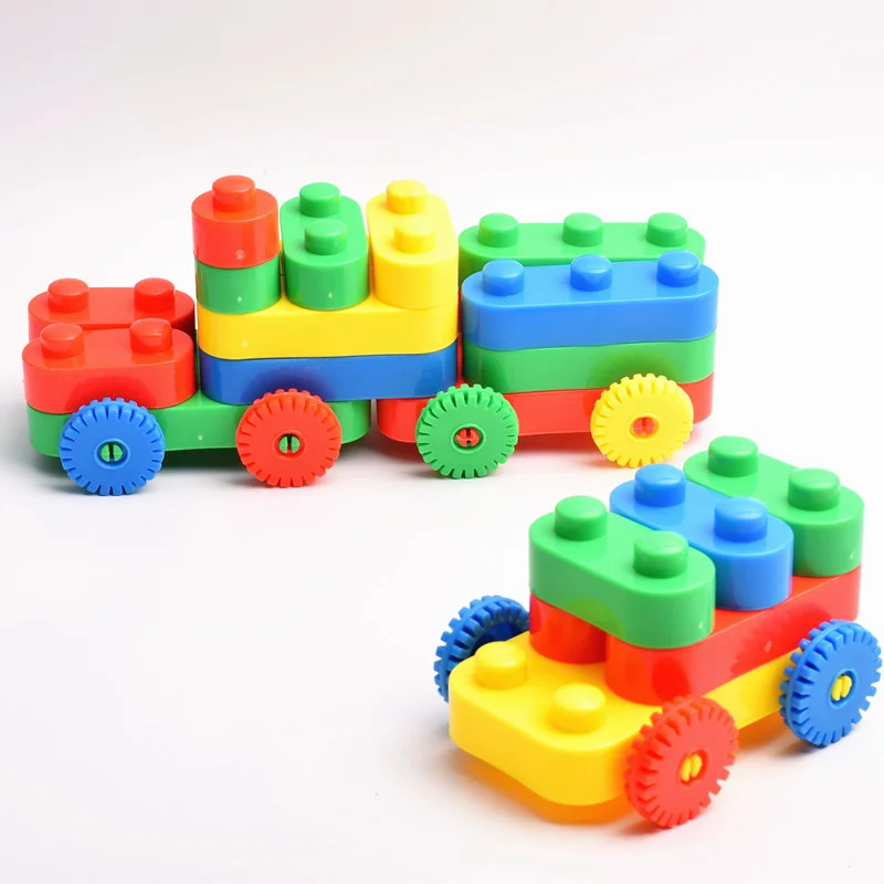 Kindergarten school toy train building blocks educational plastic toys toy car building blocks set