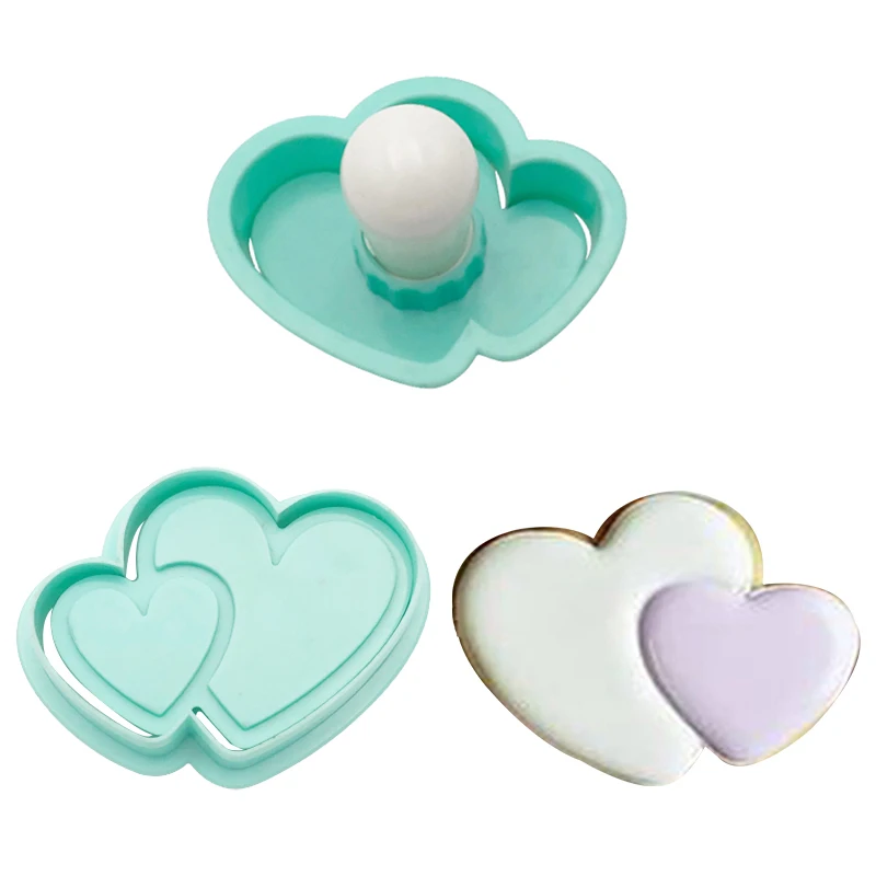 Plastic Cookie Biscuit Dough Cutter Stamp Mold With Cookie Fondant Embosser Stencil Template Stamper