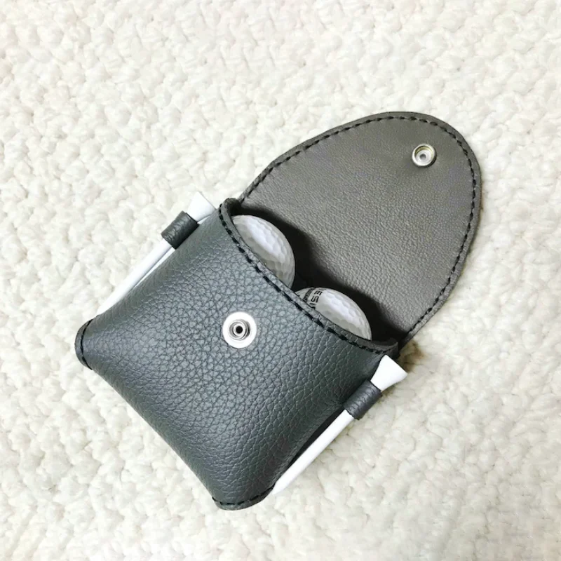 Customized Leather Golf Balls Bag Black Golf Ball Case Holder Tees Holder Golf Accessory Gift