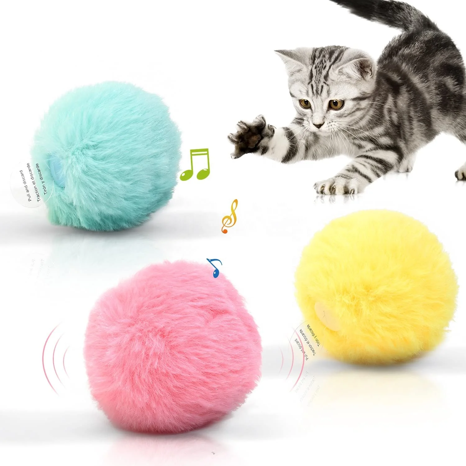Interactive Chirping Balls Cat Kicker Toys 3 Lifelike Animal Chirping Sounds, Fun Kitty Kitten Catnip Toys  plush cat toys