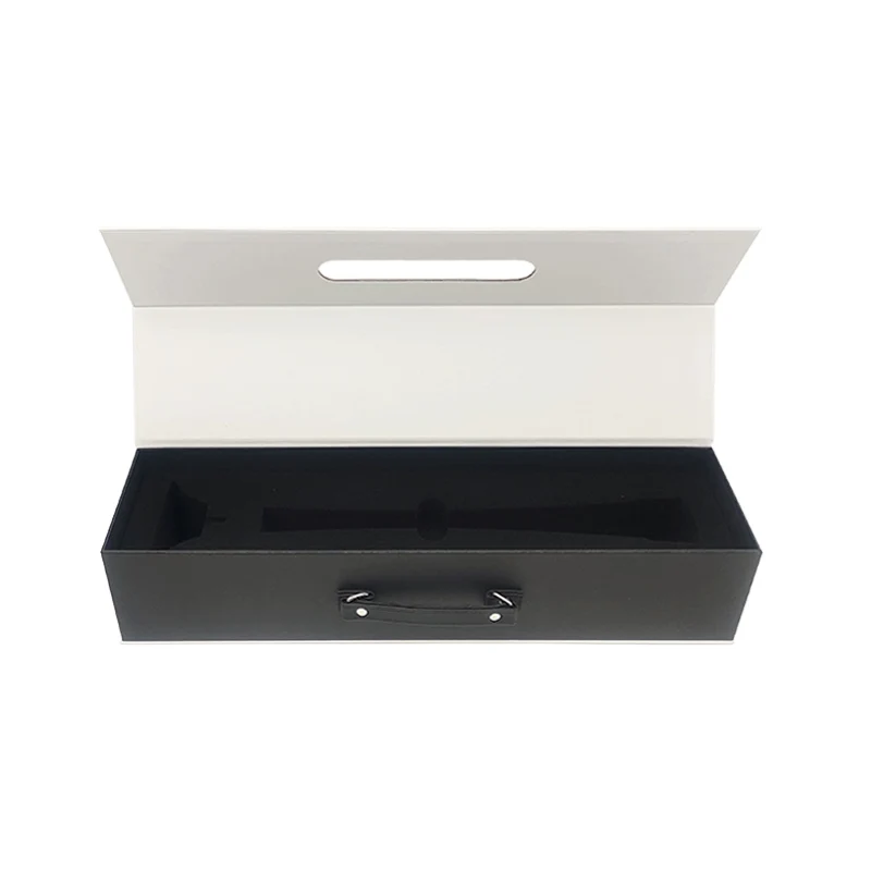 Customized Eco-friendly Cardboard Gift Box White Magnetic Boxes with Leather Carrying Handles  Gift Packaging Personalized Boxes