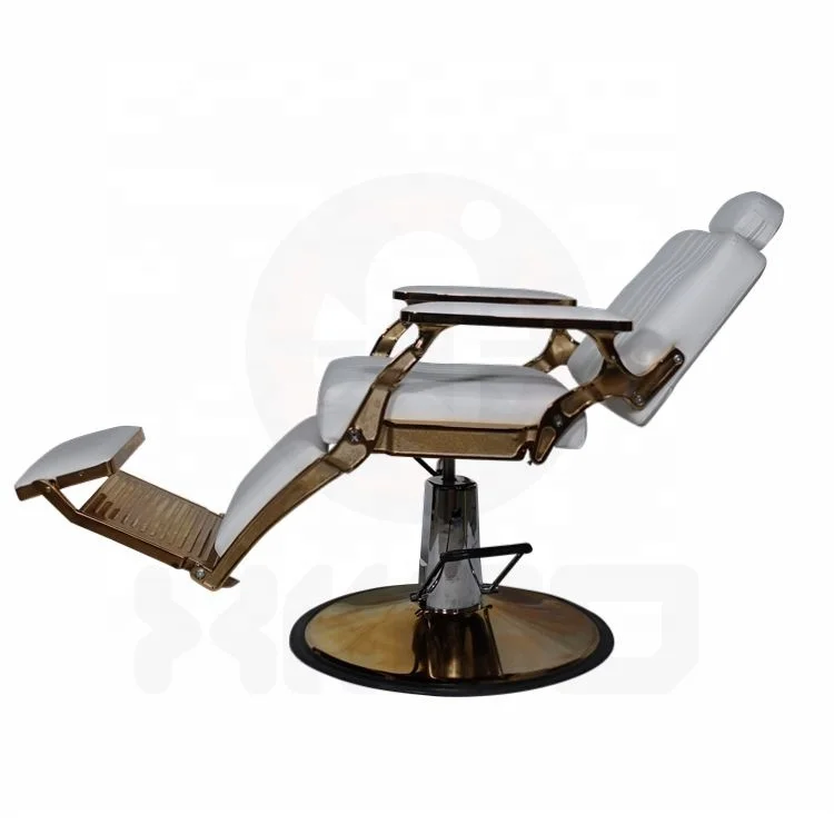 Barber Hair Salon Mirror And White Leather Saddle Stool Chair